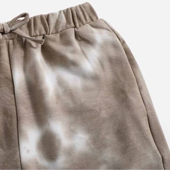 SHEIN Tween Girl Mocha Brown Tie Dye Cropped Sweatshirt & Sweatpants Set Size 9Y - Picture 3 of 5
